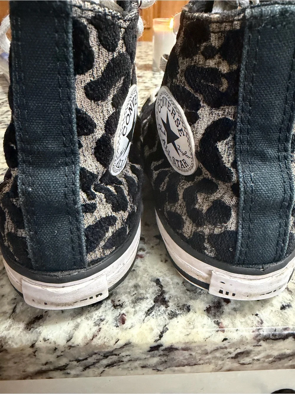Converse Kids High-Top Sneakers in Black and White Leopard Print